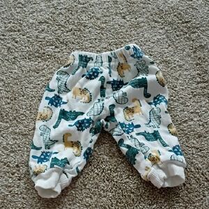 Kids Dinosaur Print Pants - White and Green